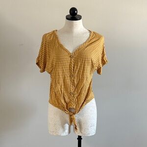 Olivia Rae Mustard Striped Button Down Top